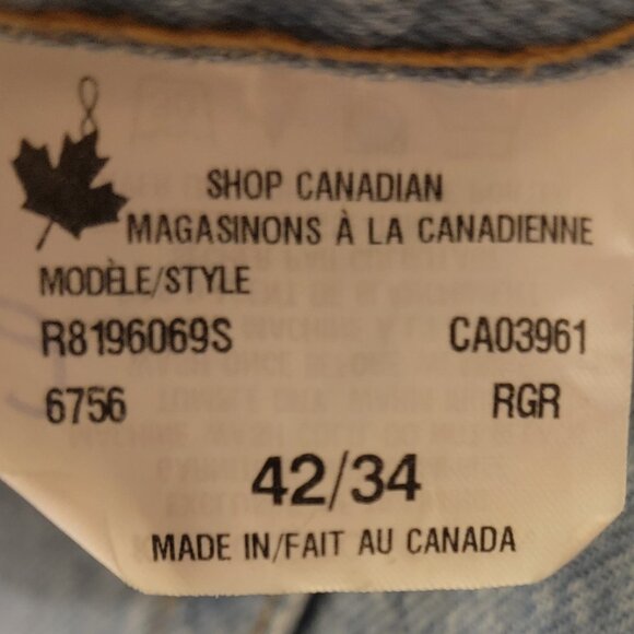 Vintage 90s Canadian Dakota Jeans 42 x 34 Light Wash. Copper Rivets. 100% Cotton - Picture 7 of 11